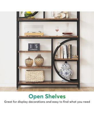 8-Tier Bookshelf – Industrial Tall Etagere Bookcase with Open Display Shelves & Metal Frame for Home Office