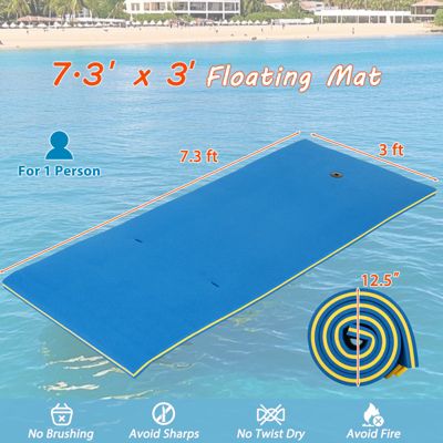 3-Layer Tear-proof Water Mat Floating Pad Island Water Sports Relaxing Blue