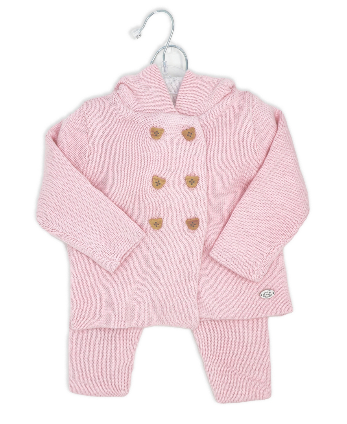 Rock-a-bye Baby Boutique Baby Girls Jacket And Trouser Knitted, 2-piece Set In Pink