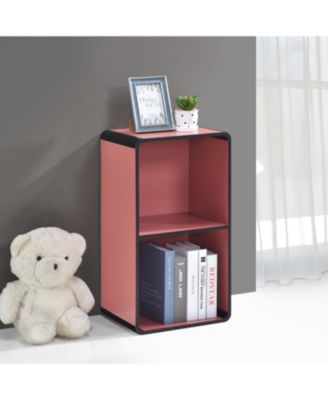 Dothan Wood 2-Cubed Open Bookcase - Storage Shelf Organizer Bookshelf