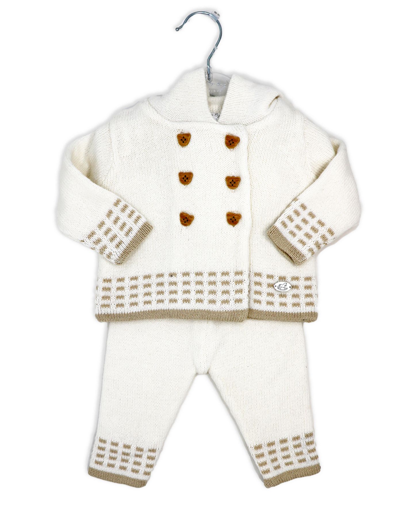 Комплект Rock-A-Bye Baby Boutique Jacket and Trouser Knitted, 2-Piece Set для малышей, цвет: Овсяный — фото 3