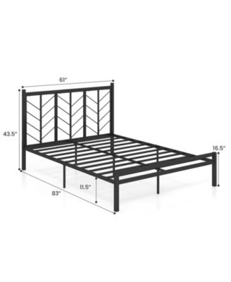 Queen Size Platform Bed with Headboard and Metal Frame-Queen Size