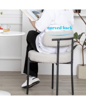 Boucle Dining Chairs Set of 4, Upholstered Kitchen Dining Room Chairs, Side Chairs with Thick Cushions and Metal Legs