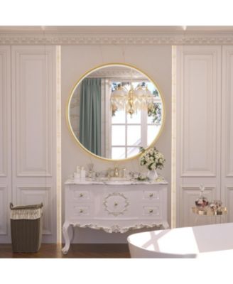 Round 3 Color Adjustable LED Metal Framed Wall Mirror with Anti-fog