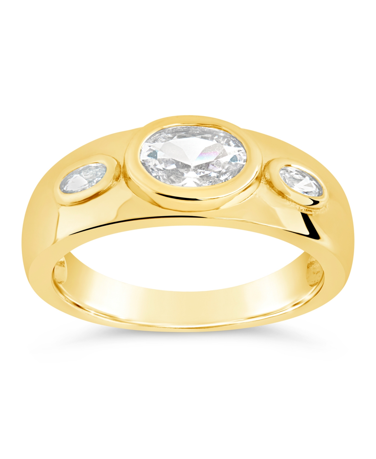 Sterling Forever Soren Oval Cubic Zirconia Statement Ring In Gold