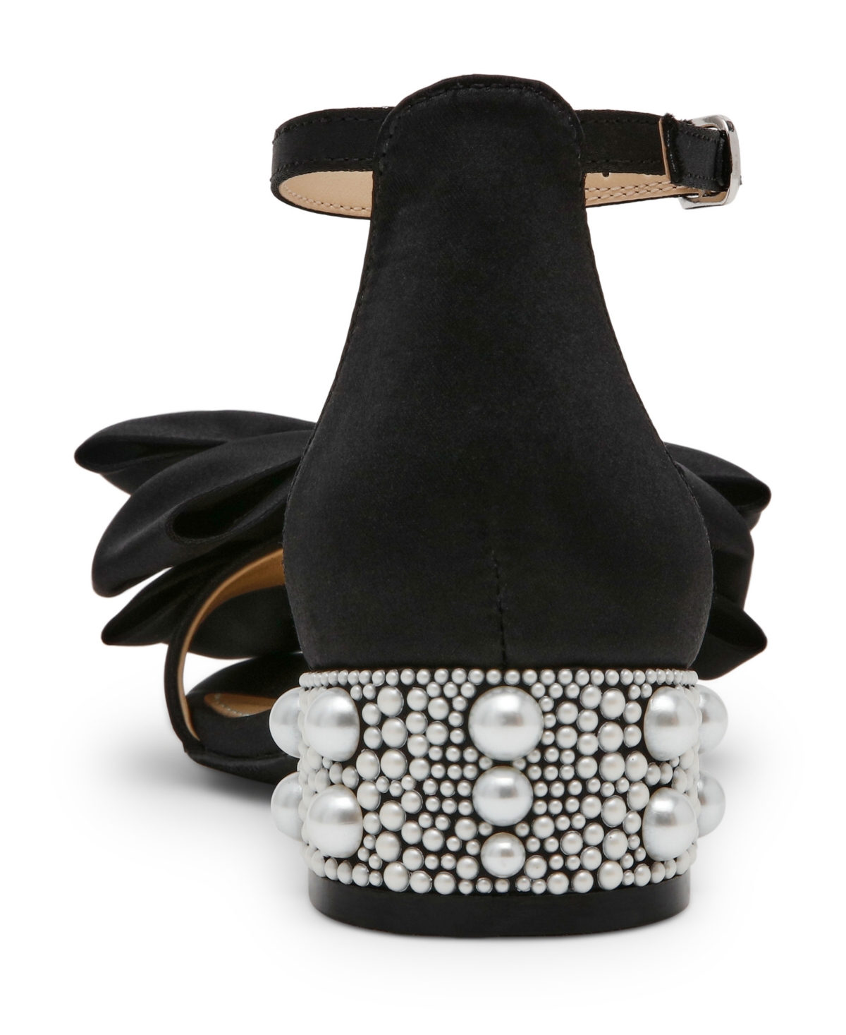 Betsey Johnson Little And Big Girls Maddy Rhinestone Heeled Sandals With Bow In Black