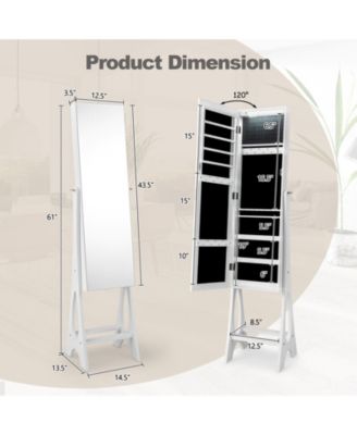 Freestanding Jewelry Cabinet Armoire Organizer with Bevel Edge Mirror