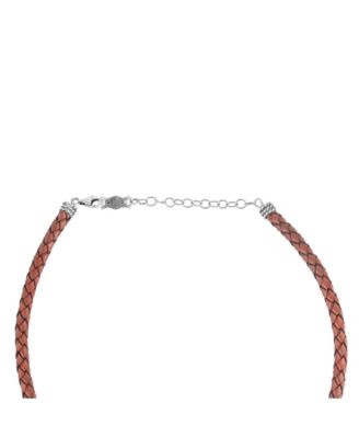 Braided Genuine Rust Leather Sterling Silver Necklace, 17 to 20 Inches