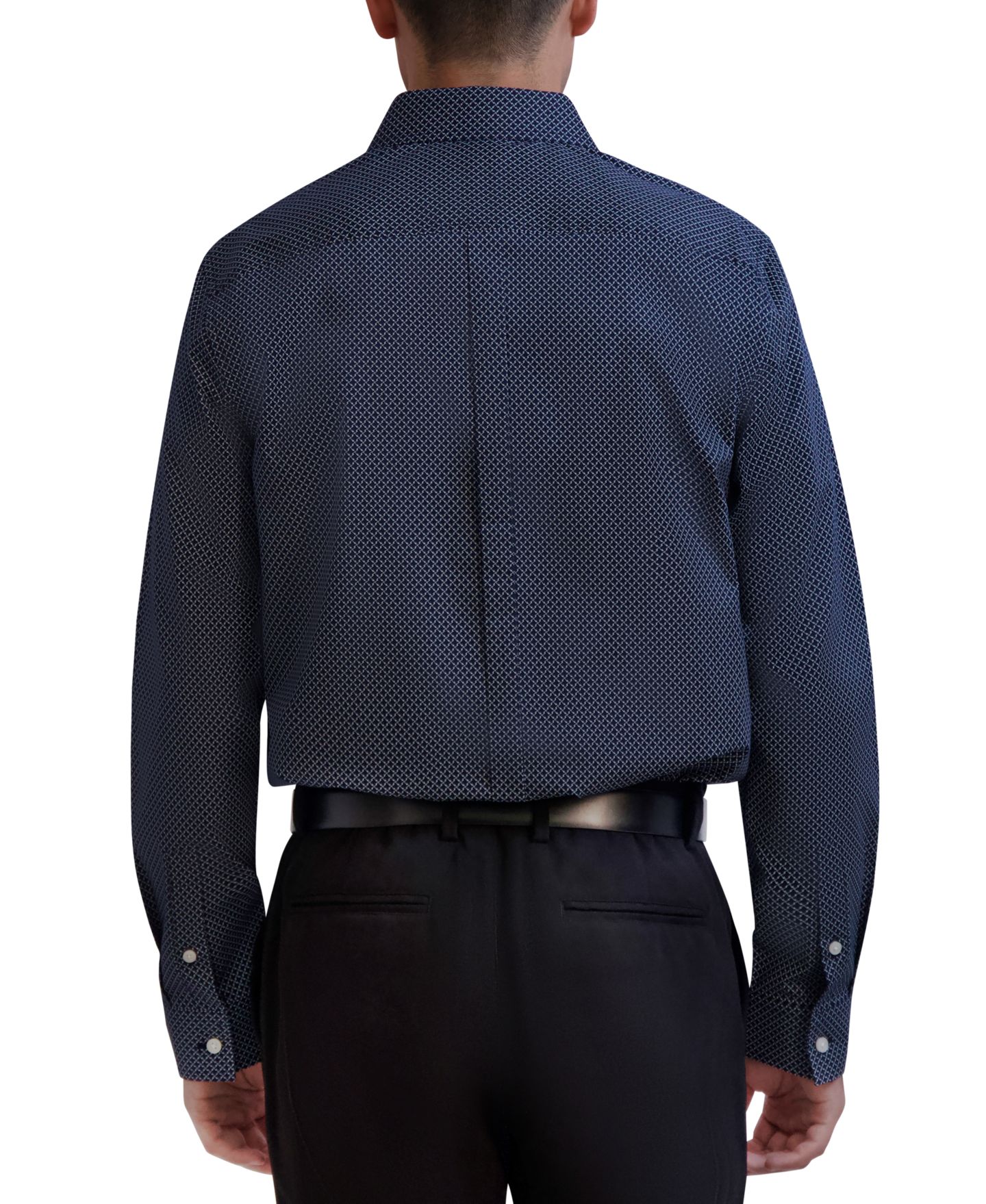 Мужская рубашка KARL LAGERFELD PARIS Slim-Fit Geo-Print Dress Shirt, цвет: Синий — фото 3