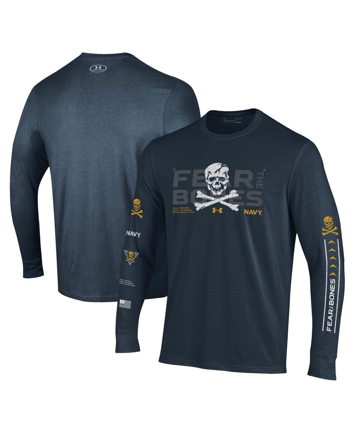 Men's Navy Navy Midshipmen 2024 Rivalry Skull Performance Long Sleeve T-Shirt - Navy