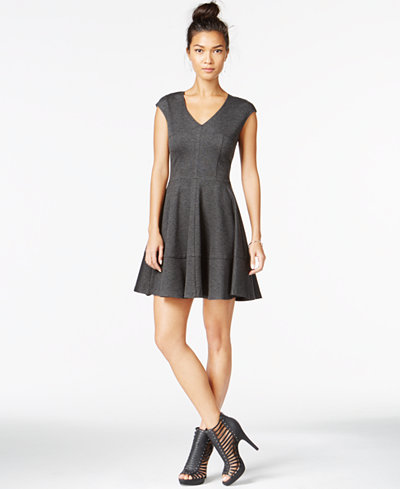 Bar III Cap-Sleeve Fit & Flare Dress, Only at Macy's