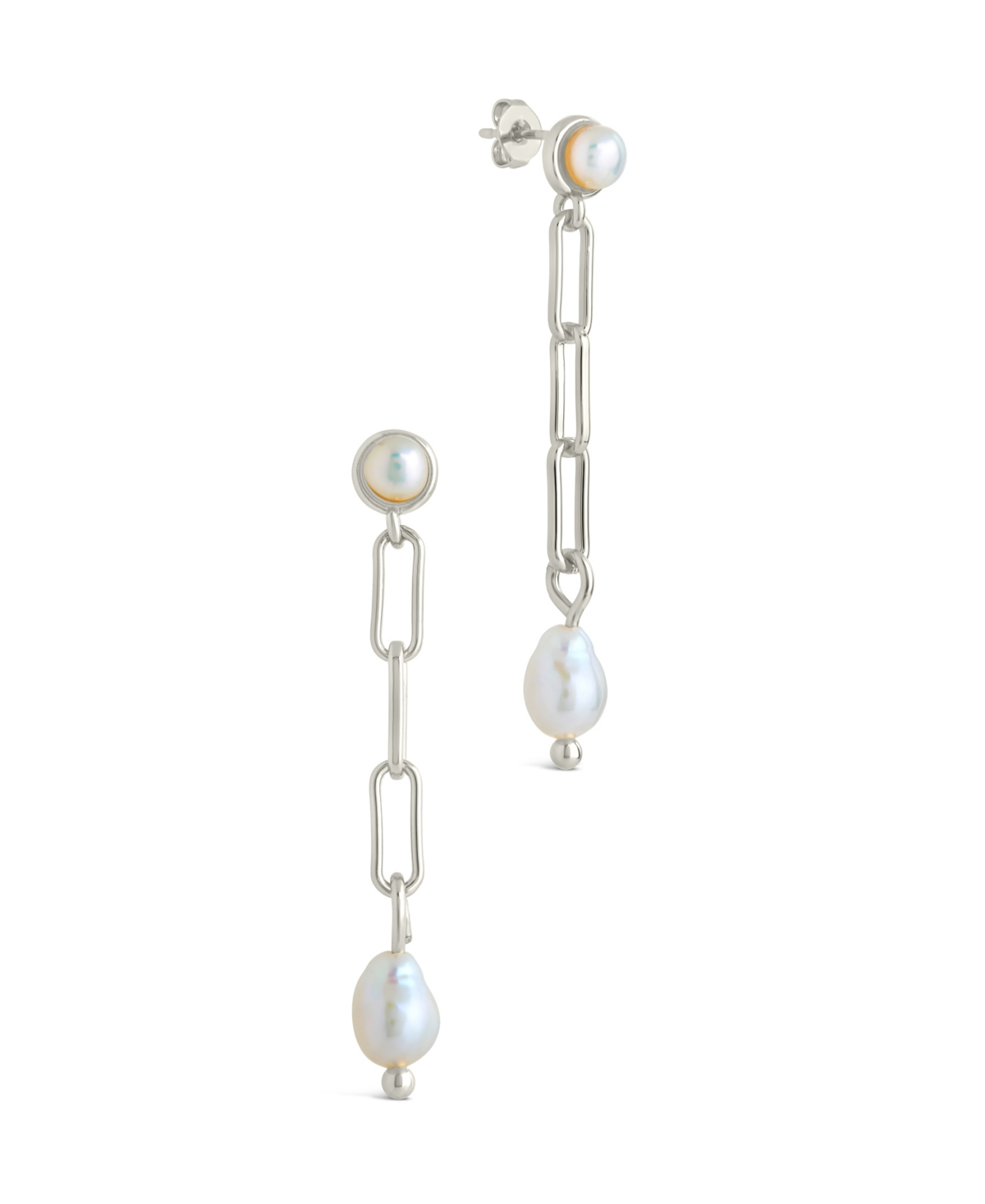 Sterling Forever Fayelynn Mother Of Pearl Chain Drop Earrings In Silver