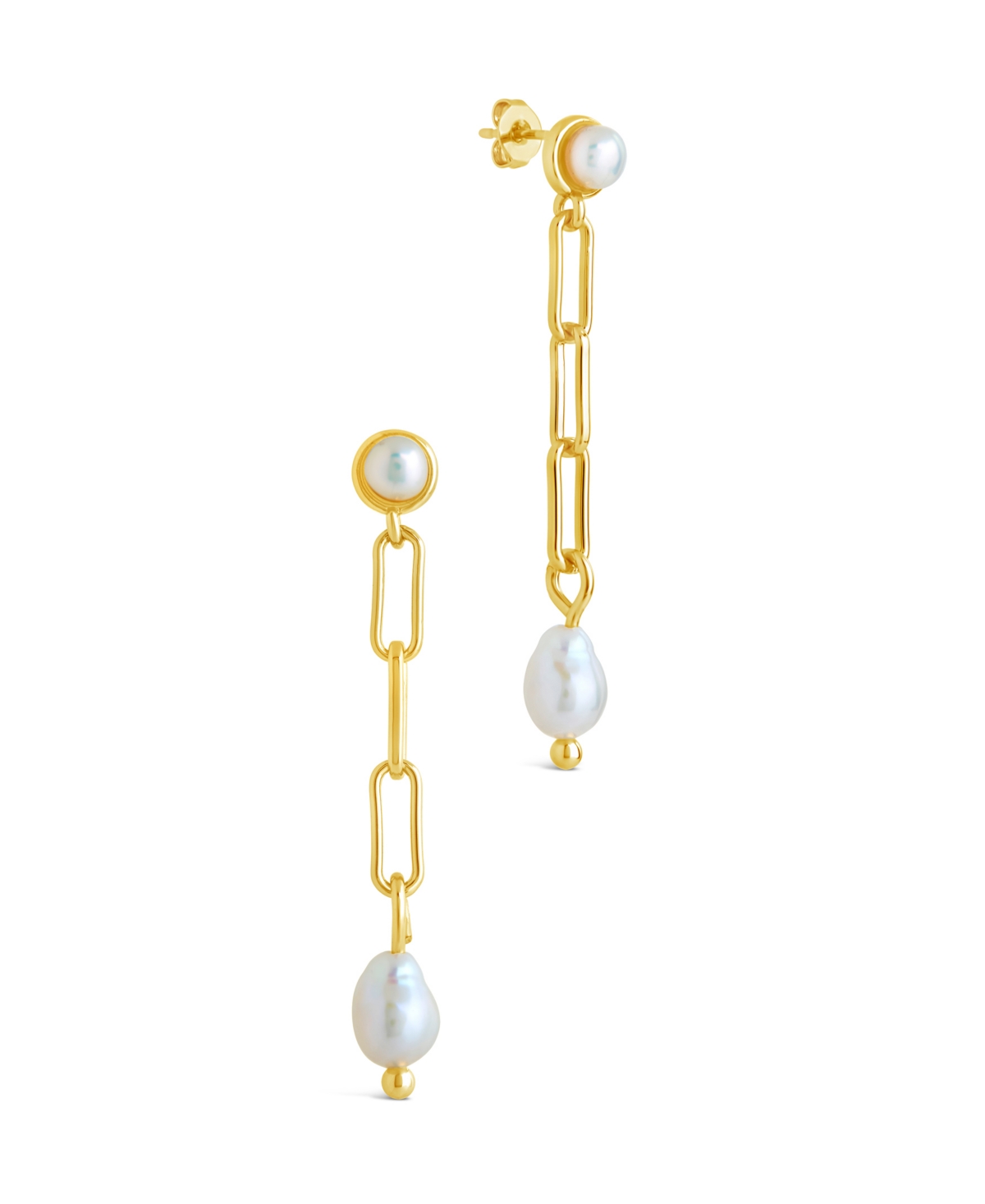 Sterling Forever Fayelynn Mother Of Pearl Chain Drop Earrings In Gold