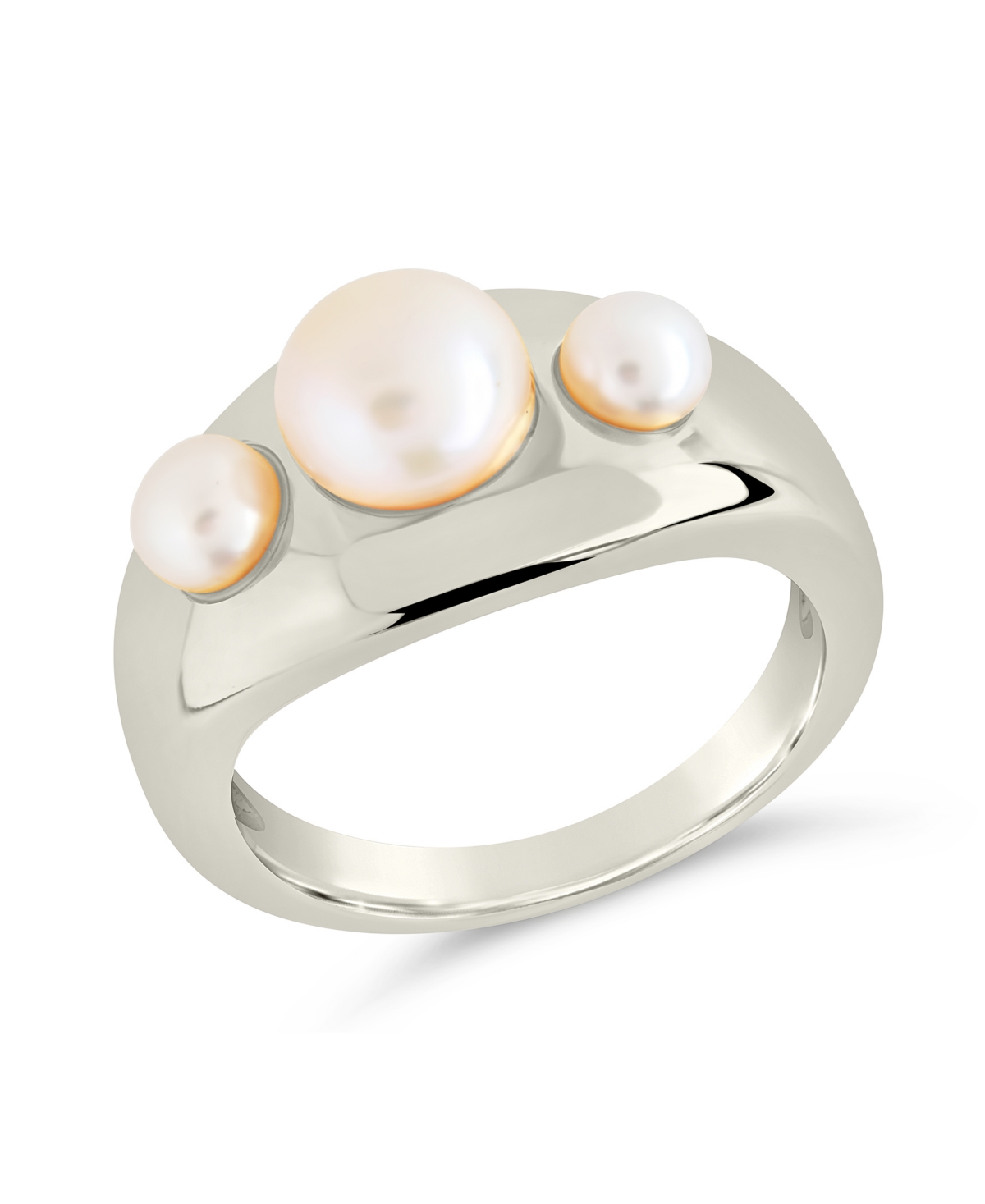 Finlee Studded Mother of Pearl Statement Ring - Silver