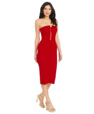 Women's Erica Strapless Plunge-Neck Bodycon Midi Dress