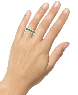 Emerald (1 ct. t.w.) & Diamond (1/3 ct. t.w.) Channel Set Band in 14k Gold (Also available in Ruby & Sapphire)