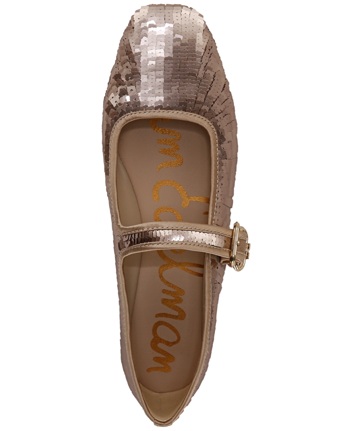Sam Edelman Michaela Mary Jane Flat Molten Gold Fabric In Molten Gold