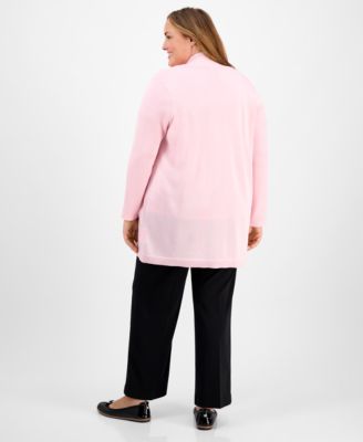 Shop Anne Klein Plus Size Sequined Mesh Trim Short Sleeve Top Sonoma Open Front Long Sleeve Cardigan Pull On Mid Ris In Peony Pink