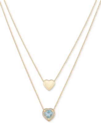 Macy's - Sky Blue Topaz (3 ct. t.w.) & White Topaz (1/3 ct. t.w.) 18" Collar Necklace in 14k Gold over Sterling Silver