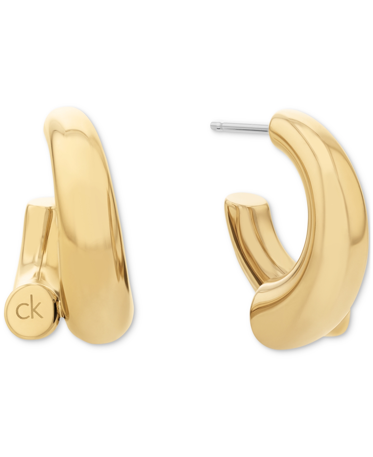 Calvin Klein Silver-tone Ck Spiral Curve Drop Earrings In Gold