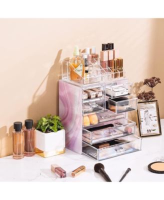 Medium Tie-Dye Makeup Organizer Set - (3 Large / 4 Small Drawers/Top Tray)