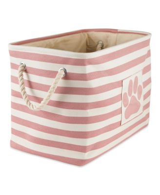 Bone Dry Collapsible Pet Storage Bin Stripe/Paw Patch - Rose