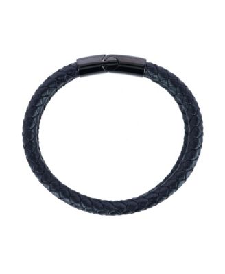Loose Fit Simple 2 Band Braided Secure Clasp Leather Bracelet