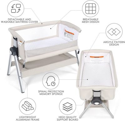 Portable Bedside Bassinet - Adjustable Height & Angle
