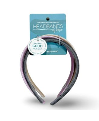 Classic Thin Padded Headband Set - Tan + Purple + Grey