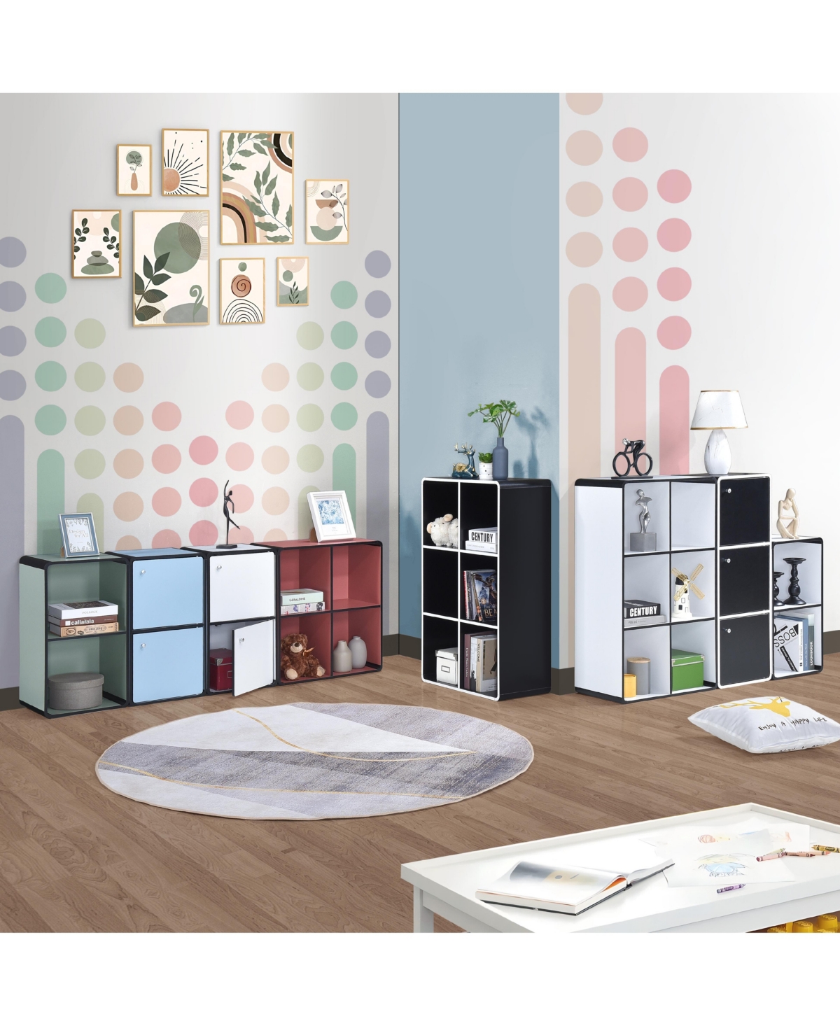 Kings Brand Furniture Dothan Wood 3-Cubed Closed Bookcase - Storage Shelf Organizer Bookshelf