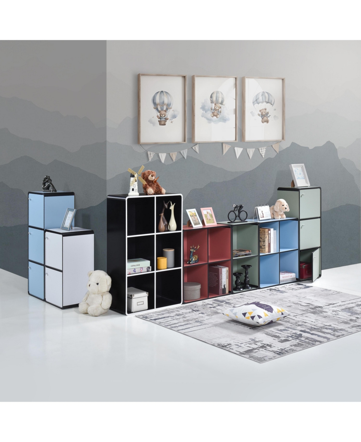 Kings Brand Furniture Dothan Wood 3-Cubed Closed Bookcase - Storage Shelf Organizer Bookshelf