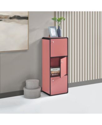 Dothan Wood 3-Cubed Closed Bookcase - Storage Shelf Organizer Bookshelf