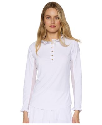 G Lifestyle Long Sleeve Ruffle Top With Buttons - Macy's