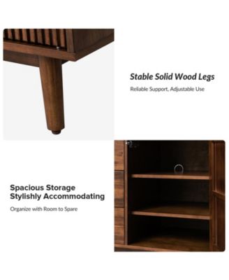 Crrillus Mid-century 58'' Wide 3 Drawer Sideboard with Slatted Doors