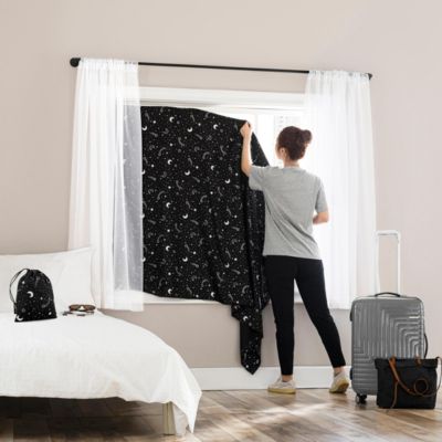 Lights Out Stars Starry Night Portable Travel 100% Blackout Rod Pocket Curtain Panel