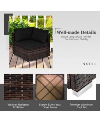 7PCS Patio Rattan Furniture Set 30'' Fire Pit Table Cover Cushion Sofa