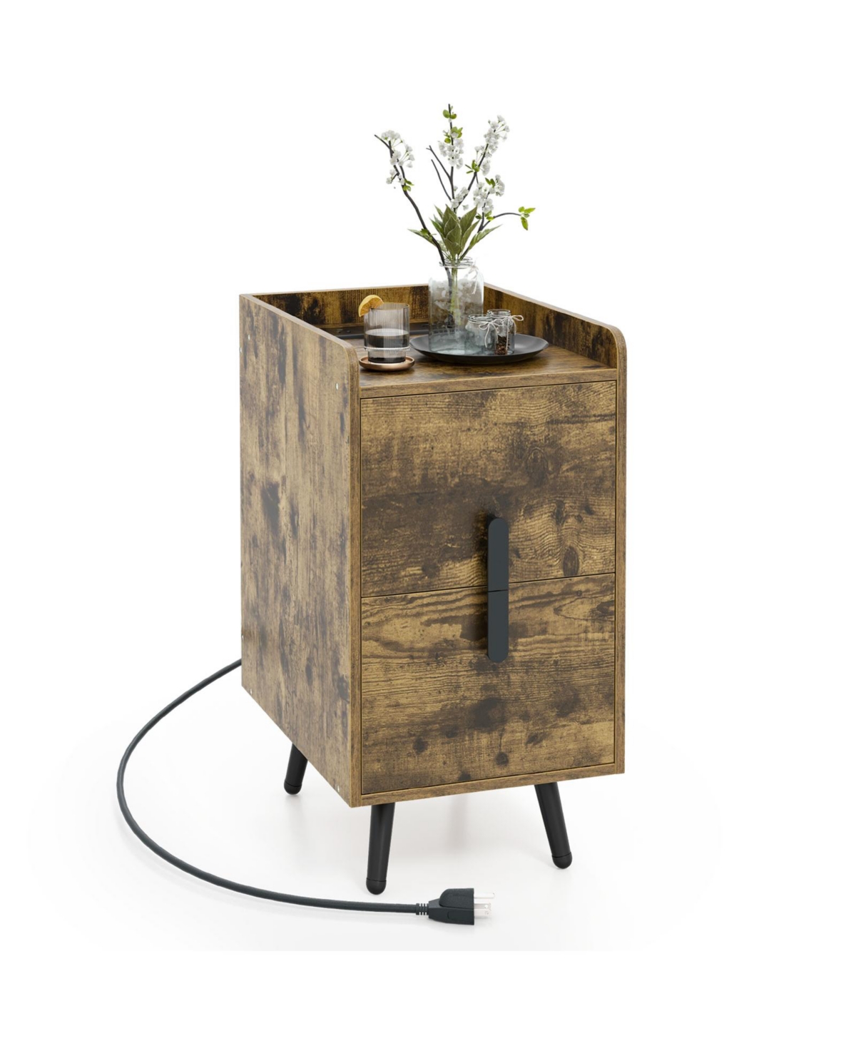 Gouun Nightstand Side Tables with 2 Drawers and 2 Usb Ports
