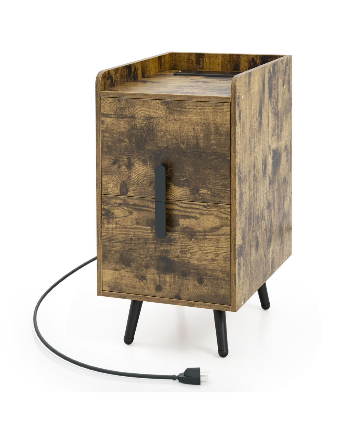 Gouun Nightstand Side Tables with 2 Drawers and 2 Usb Ports