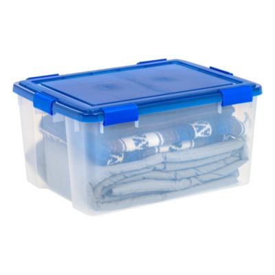 USA 3Pack 62qt WEATHERPRO Airtight Plastic Storage Bin with Lid and Seal and Secure Latching Buckles