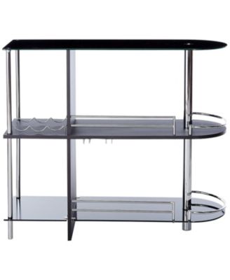 Bar Table with Two Tempered Glass Shelves and Wine Rack