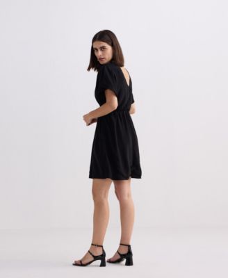 Women's Short gathered Dress in Black