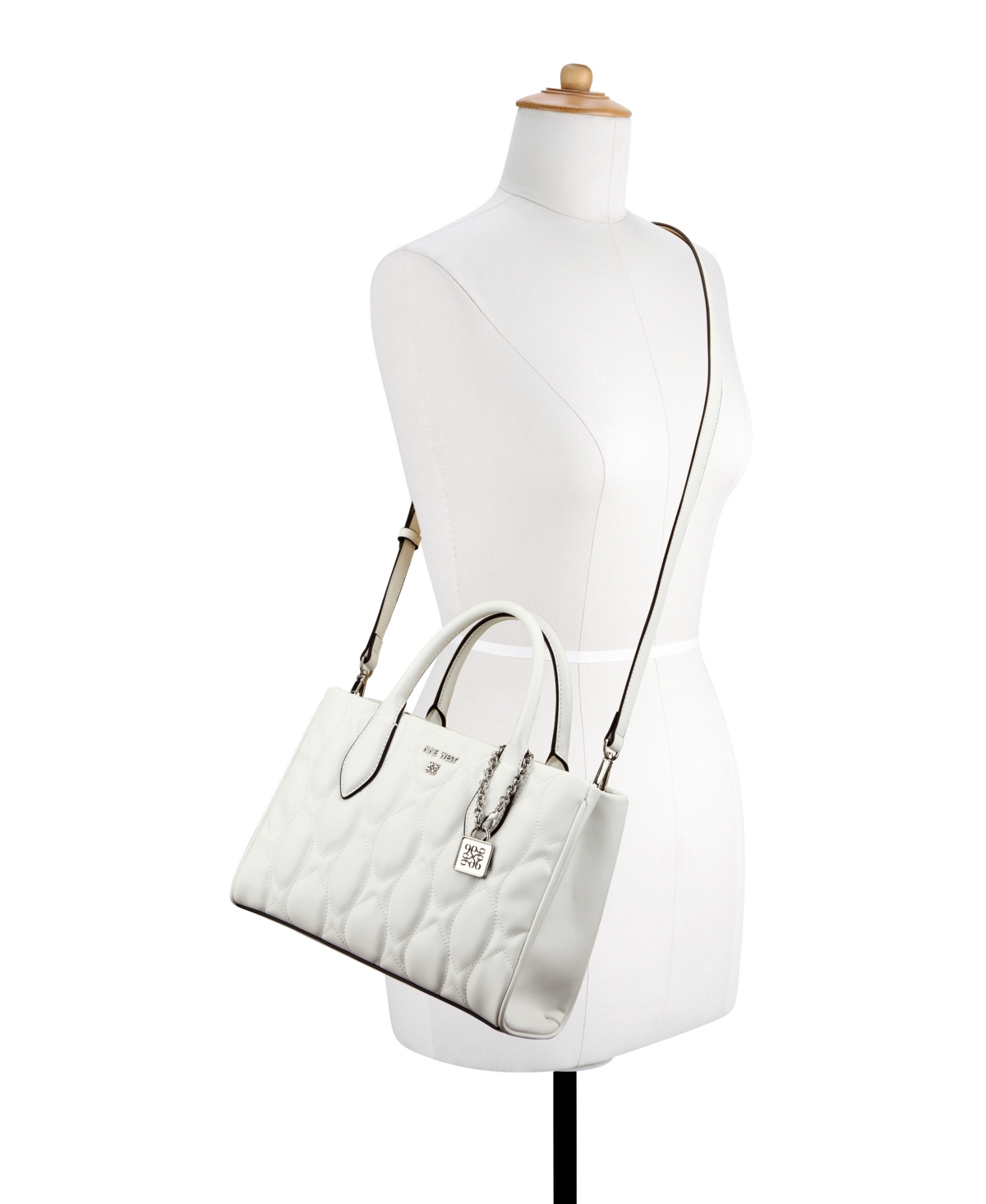 Shop Nine West Designer Rue Medium Satchel Bag In Optic White