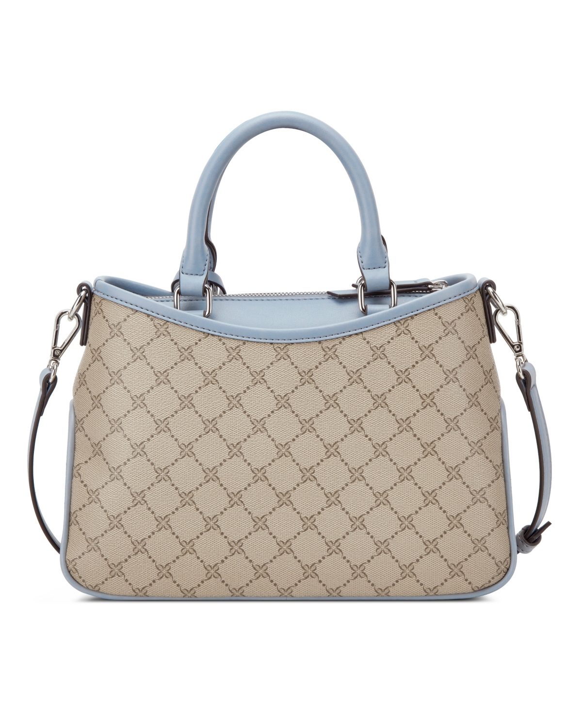 Nine West Kiley Removable Strap Medium Satchel Bag In Beige Logo Bluestone