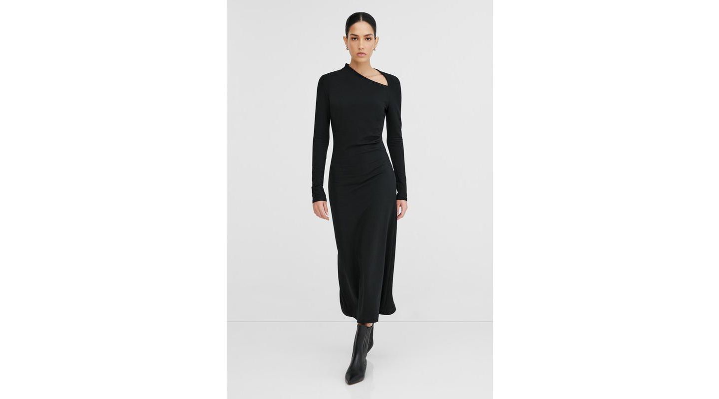 Женское платье Marcella Marla Fitted Bodice A-Line V-Neck Midi with Back Slit, цвет: Чёрный — фото 4