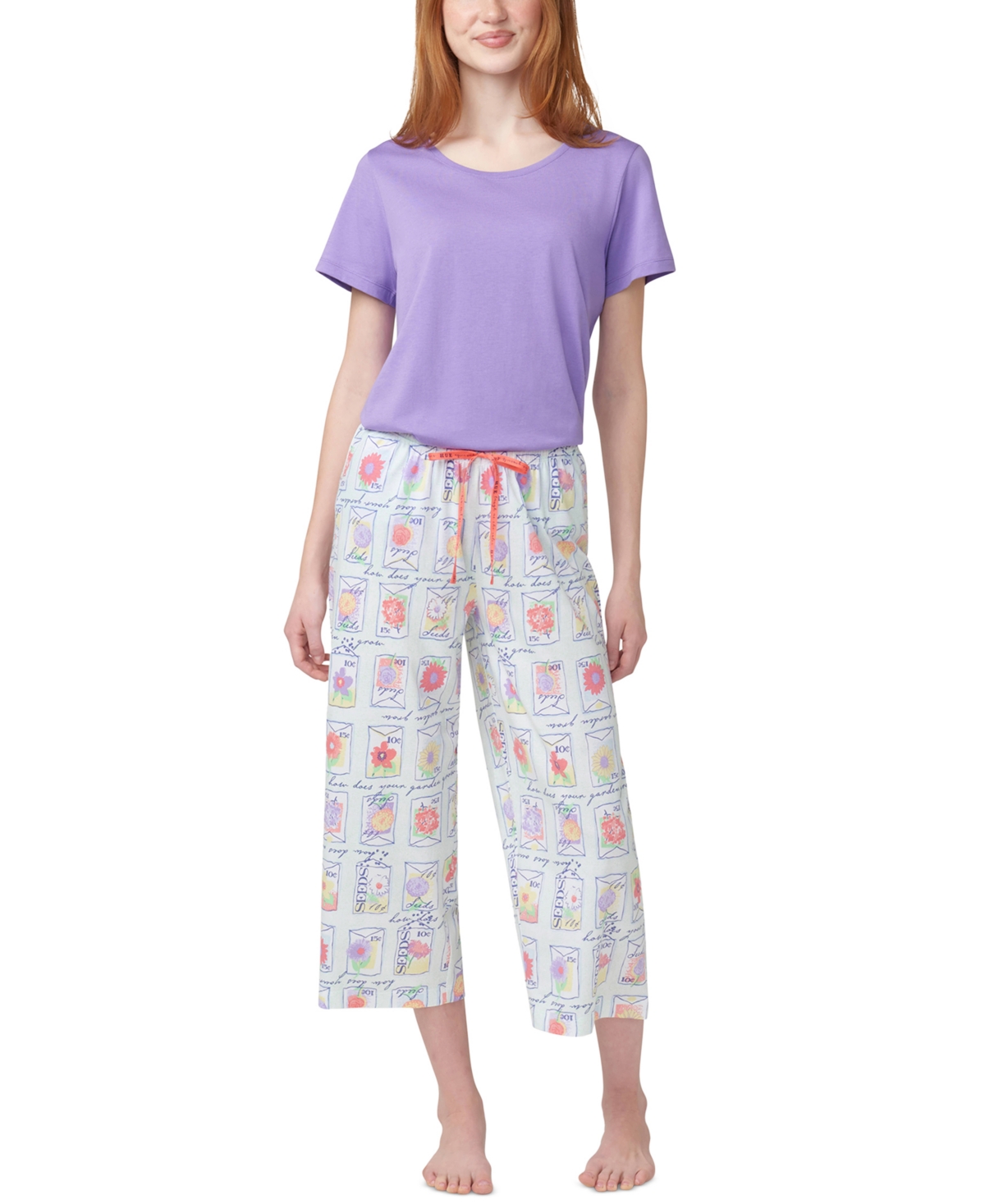Hue Women's Garden Seeds Capri Pajama Pants In Bright White