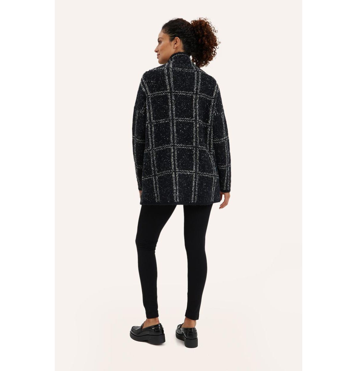 Nom Maternity Maternity Lia Nursing Sweater - Black and White Windowpane