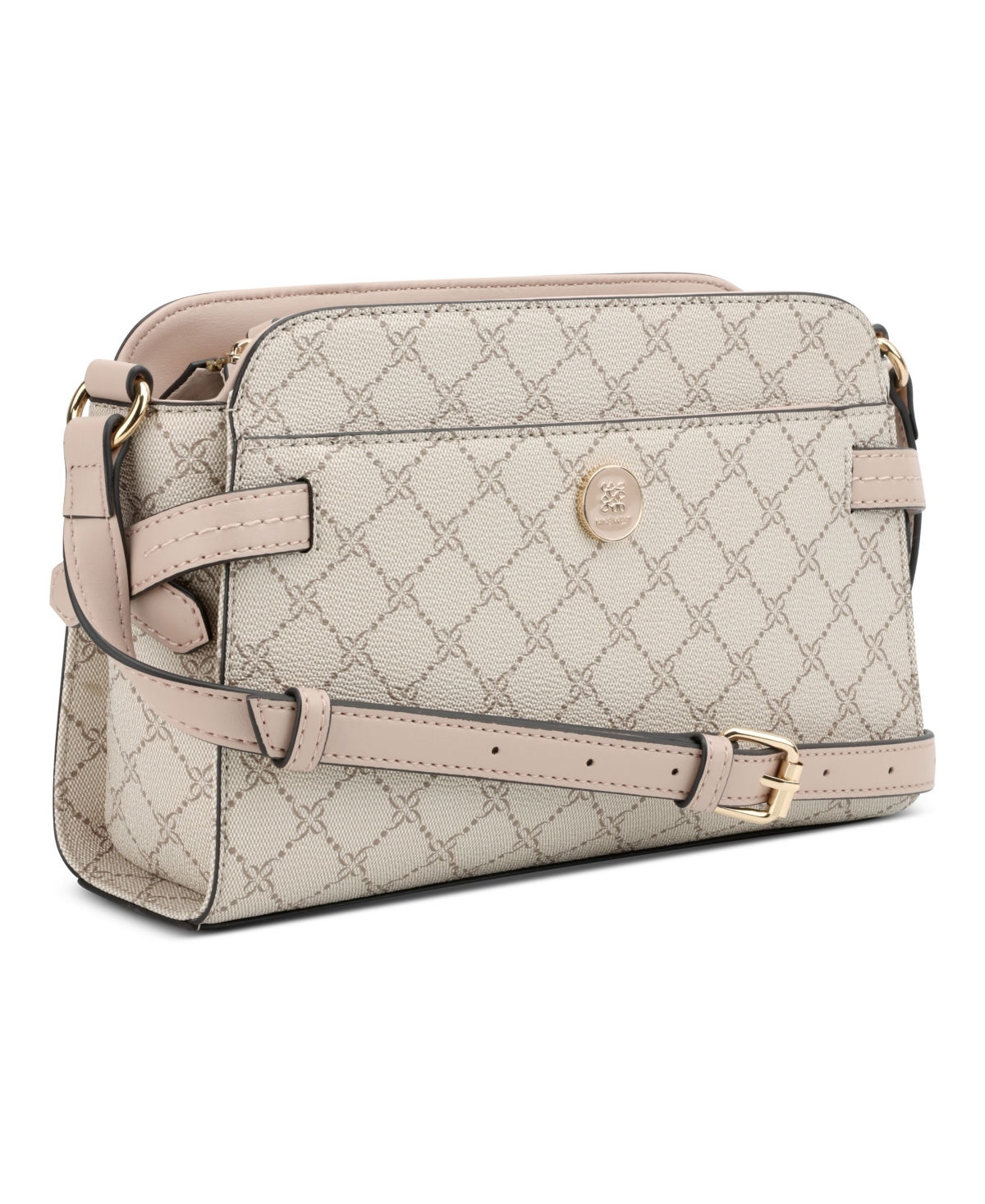Nine West Nami Top Zipper Crossbody Bag In Mushroom Logo Marble