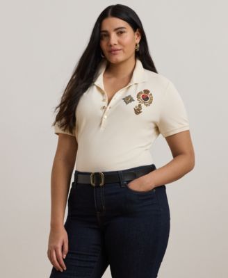Lauren Ralph Lauren - Plus Size Embellished Patch Polo Shirt
