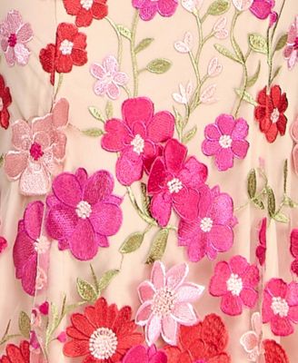 Juniors' Embroidered Embellished 3D Floral Gown, Exclusively at Macy's