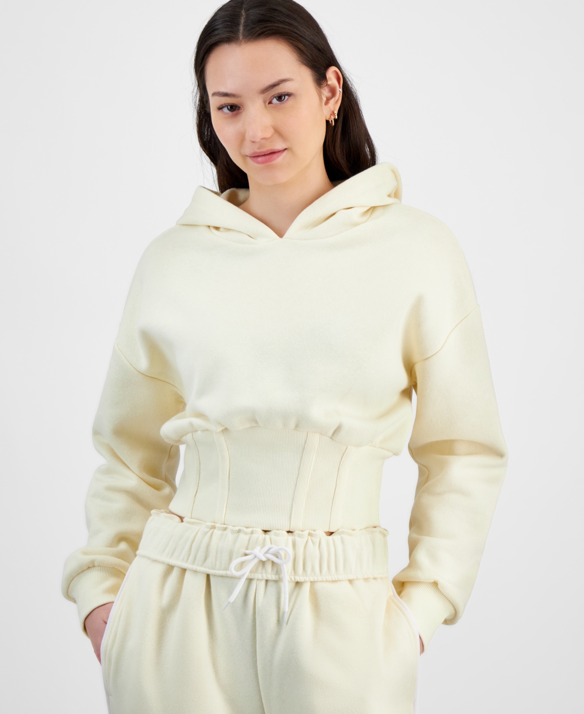 Juniors' Corset Hoodie - Heather Grey